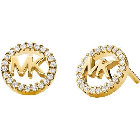 michael kors circle earrings|Michael Kors earrings on model.